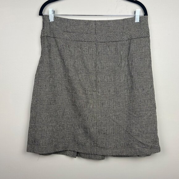 United Colors of Benetton Y2K Houndstooth Check Back Pleat A Line Skirt Size 44 - Picture 1 of 7